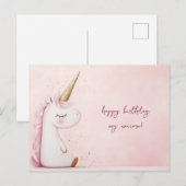 Roze Unicorn Birthday Briefkaart (Voorkant / Achterkant)