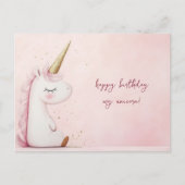 Roze Unicorn Birthday Briefkaart (Voorkant)