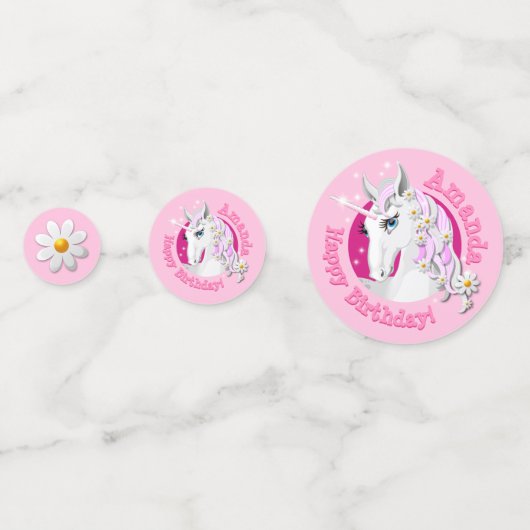  roze Unicorn Birthday Confetti (Voorkanten)