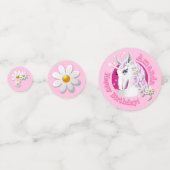 roze Unicorn Birthday Confetti (Achterkanten)