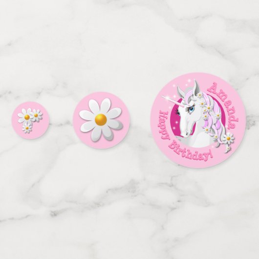  roze Unicorn Birthday Confetti (Achterkanten)