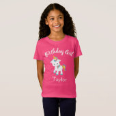 roze Unicorn Birthday Girl T-shirt (Voorkant volledig)
