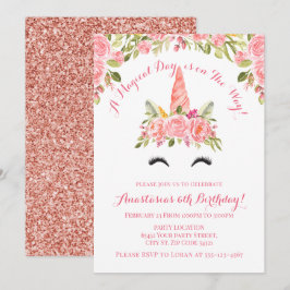 roze Unicorn Birthday Kaart