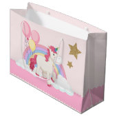 Roze Unicorn Birthday Party Groot Cadeauzakje (Voorkant Gekanteld)