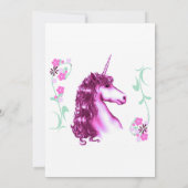 Roze Unicorn Birthday Party Invitation Kaart (Achterkant)