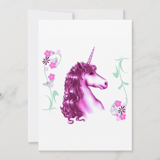 Roze Unicorn Birthday Party Invitation Kaart (Achterkant)