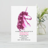 Roze Unicorn Birthday Party Invitation Kaart (Staand voorkant)
