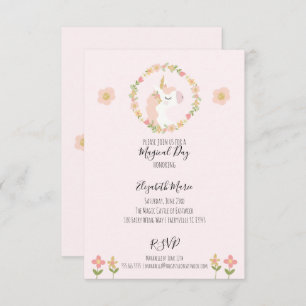 Roze Unicorn Birthday Party Kaart