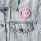 -roze Unicorn Birthday Party Ronde Button 5,7 Cm (In situ)
