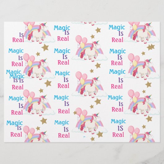 Roze Unicorn Birthday Party scrapbook paper Flyer (Voorkant)