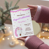 Roze Unicorn Birthday Uitnodiging