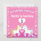 Roze Unicorn  Birthday Uitnodiging (Voorkant)