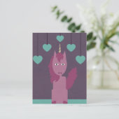 Roze Unicorn Briefkaart (Staand voorkant)