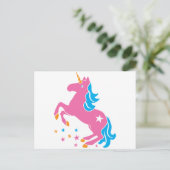 roze unicorn briefkaart (Staand voorkant)