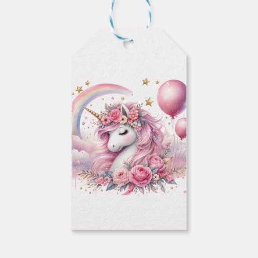 Roze Unicorn Cadeaulabel (Achterkant)