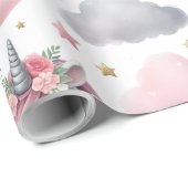 Roze Unicorn Cadeaupapier (Rol Hoek)