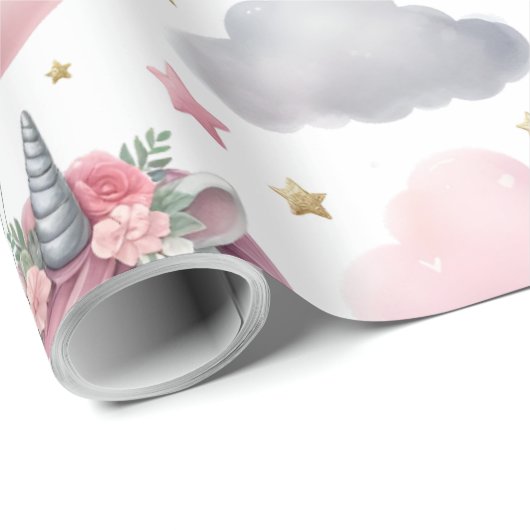 Roze Unicorn Cadeaupapier (Rol Hoek)
