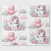 Roze Unicorn Cadeaupapier (Vlak)