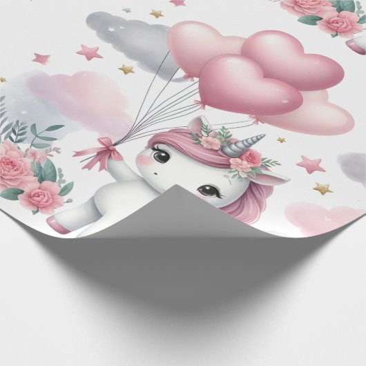 Roze Unicorn Cadeaupapier (Hoek)