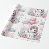 Roze Unicorn Cadeaupapier (Uitgerold)