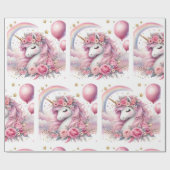 Roze Unicorn Cadeaupapier (Vlak)