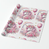 Roze Unicorn Cadeaupapier (Uitgerold)