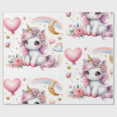 Roze Unicorn Cadeaupapier (Vlak)