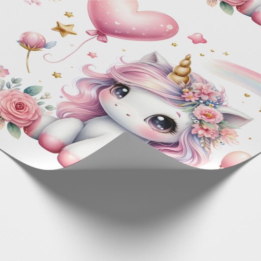 Roze Unicorn Cadeaupapier (Hoek)