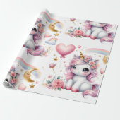 Roze Unicorn Cadeaupapier (Uitgerold)