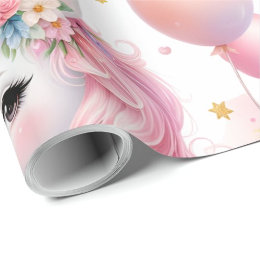 Roze Unicorn Cadeaupapier (Rol Hoek)