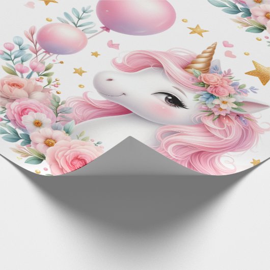 Roze Unicorn Cadeaupapier (Hoek)