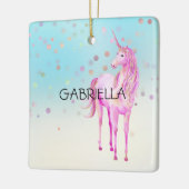 Roze Unicorn Confetti Persoonlijke naam Keramisch Ornament (Links)