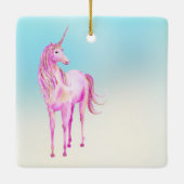 Roze Unicorn Confetti Persoonlijke naam Keramisch Ornament (Achterkant)
