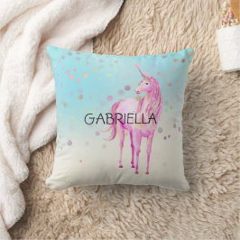 Roze Unicorn Confetti Persoonlijke naam Kussen