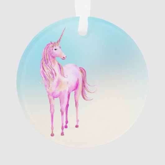 Roze Unicorn Confetti Persoonlijke naam Ornament (achterkant)
