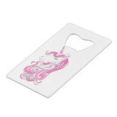 Roze Unicorn Creditkaart Flessenopener (Voorkant Gekanteld)