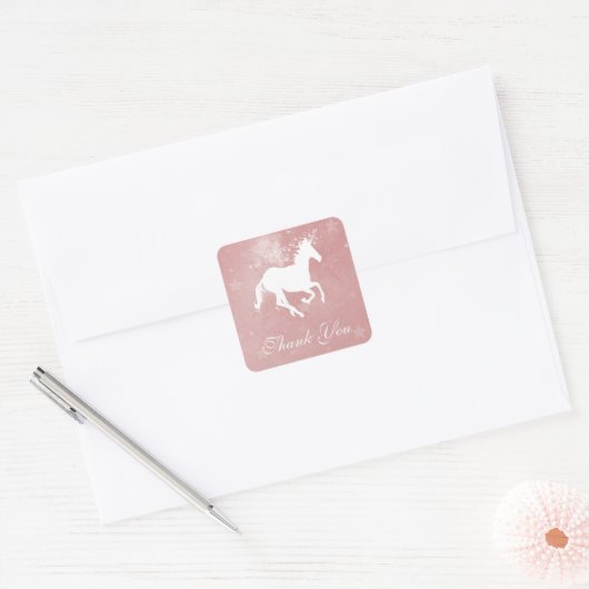 Roze Unicorn Dank je Stickers (Envelop)