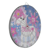 roze Unicorn dartboard Dartbord (Voorkant Links)