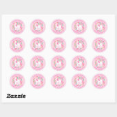 Roze Unicorn dit behoort tot de gepersonaliseerde  Ronde Sticker (Vel)