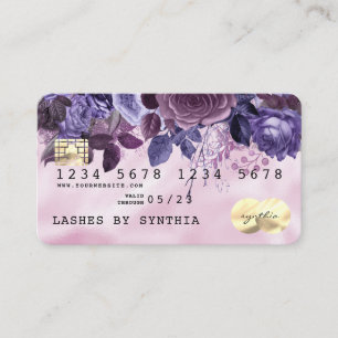 Roze Unicorn Driving Creditcard Gold Floral Visitekaartje