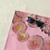 Roze Unicorn en bloemen Beach Towel Strandlaken (In situ)