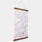 Roze Unicorn en Flowers Hangend Wandkleed (Gebogen)