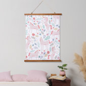 Roze Unicorn en Flowers Hangend Wandkleed (Slaapkamer)