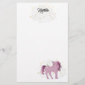 Roze Unicorn en Stars Stationery Briefpapier (Voorkant)