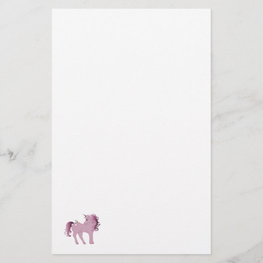 Roze Unicorn en Stars Stationery Briefpapier (Achterkant)