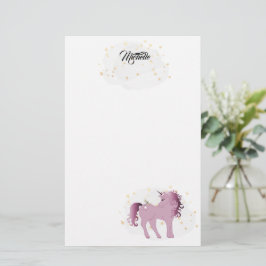 Roze Unicorn en Stars Stationery Briefpapier