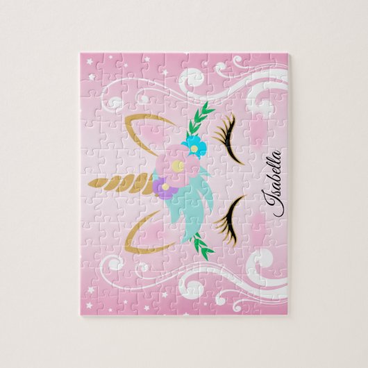  roze Unicorn 🦄 Face Legpuzzel (Verticaal)