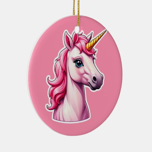 Roze Unicorn Fantasy Keramisch Ornament (Rechts)