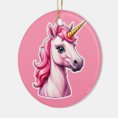 Roze Unicorn Fantasy Keramisch Ornament (Links)