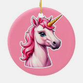 Roze Unicorn Fantasy Keramisch Ornament (Achterkant)